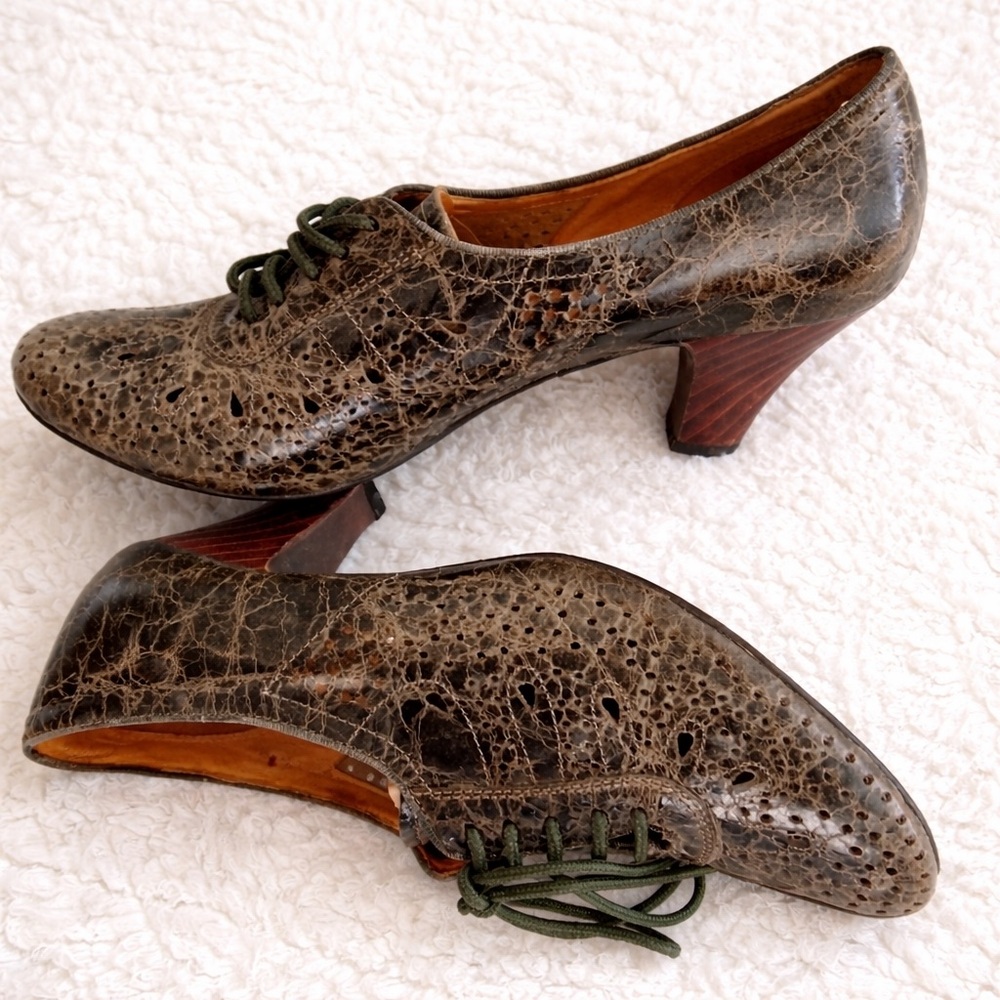 Jeffrey Campbell Vintage Lace-Up Heels Brown Leather Size 8